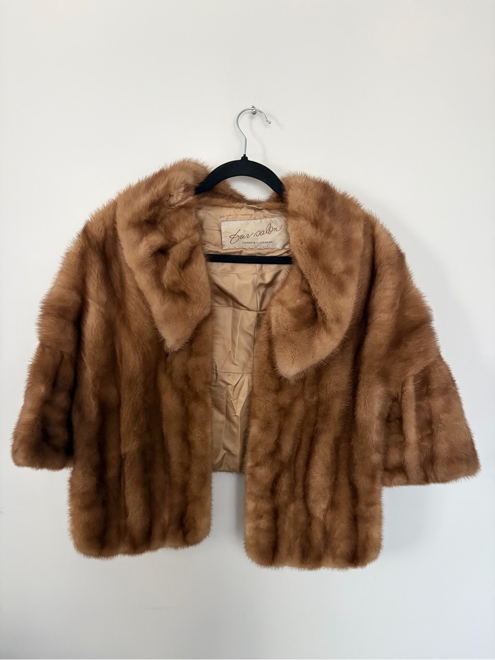 Fur Salon Eaton of Canada Vintage Mink Real Fur Shawl Cape Jacket - Small